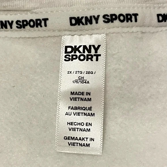 NWT DKNY Sport Women’s Rhinestone Sequin Logo Hoodie Light Gray - Size 2X - Picture 9 of 12